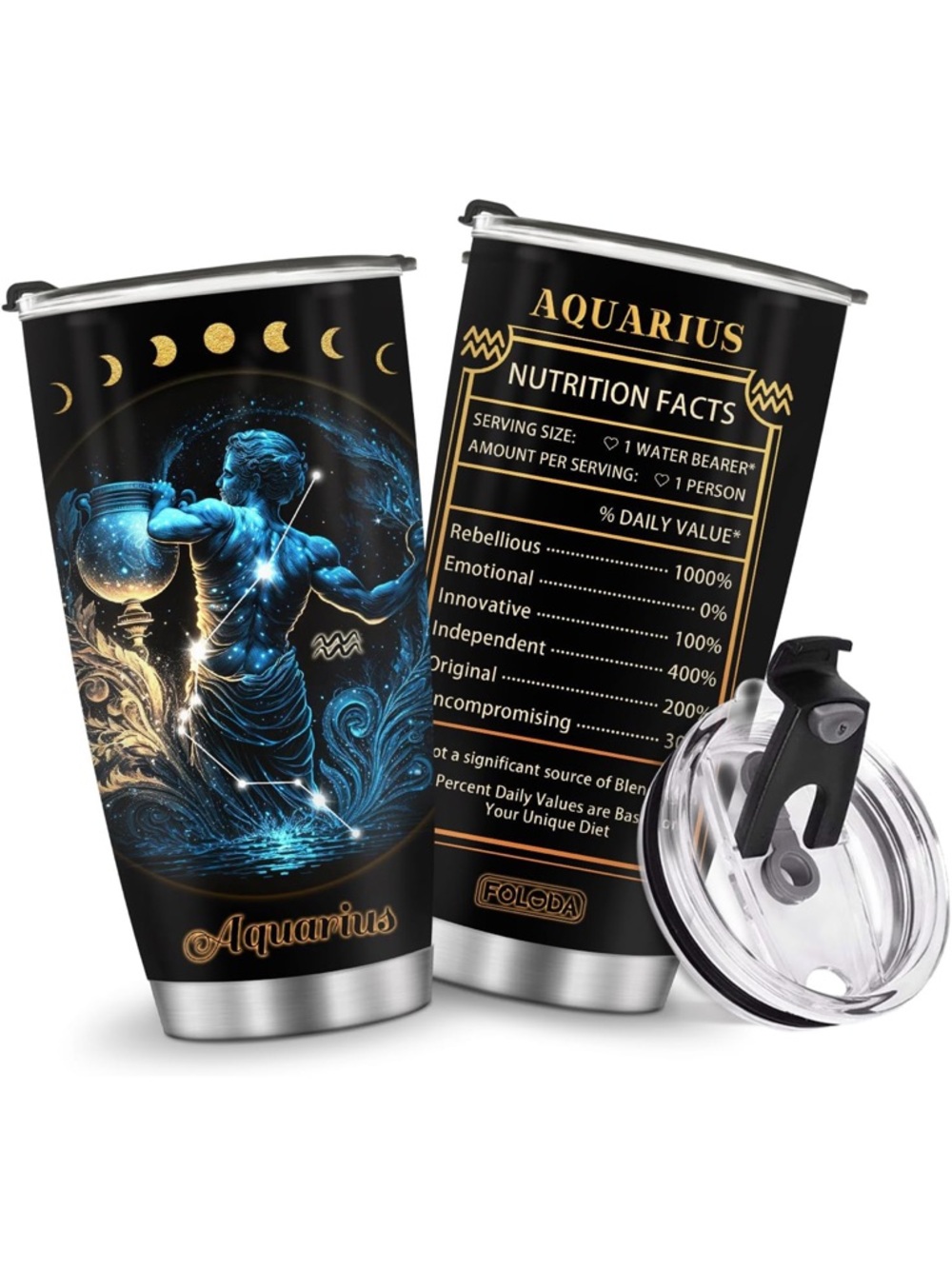 Aquarius Zodiac Horoscope Insulated Stainless Steel Tumbler - Hot or Cold